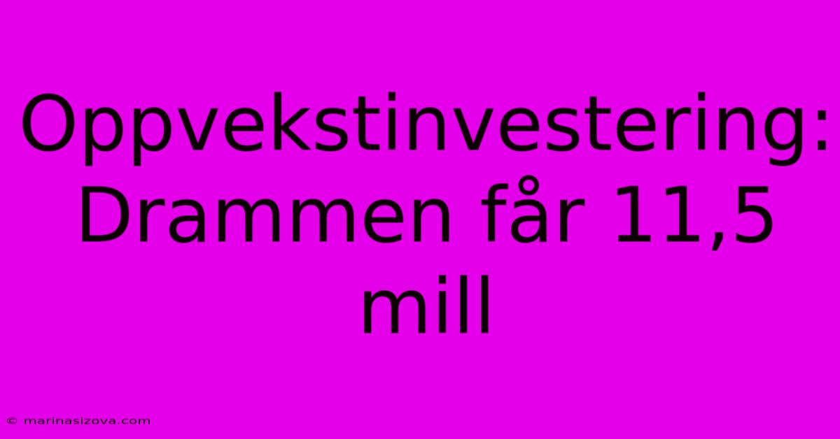 Oppvekstinvestering: Drammen Får 11,5 Mill