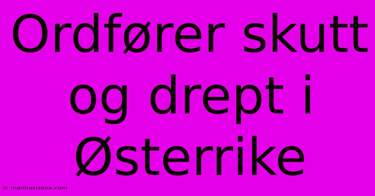 Ordfører Skutt Og Drept I Østerrike