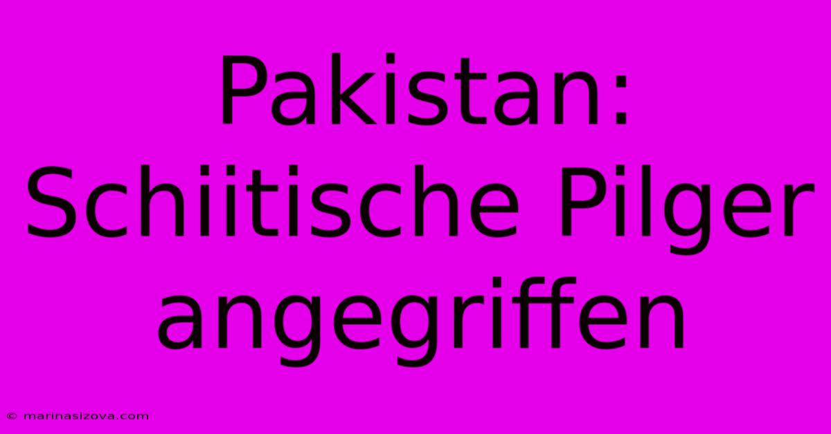 Pakistan: Schiitische Pilger Angegriffen