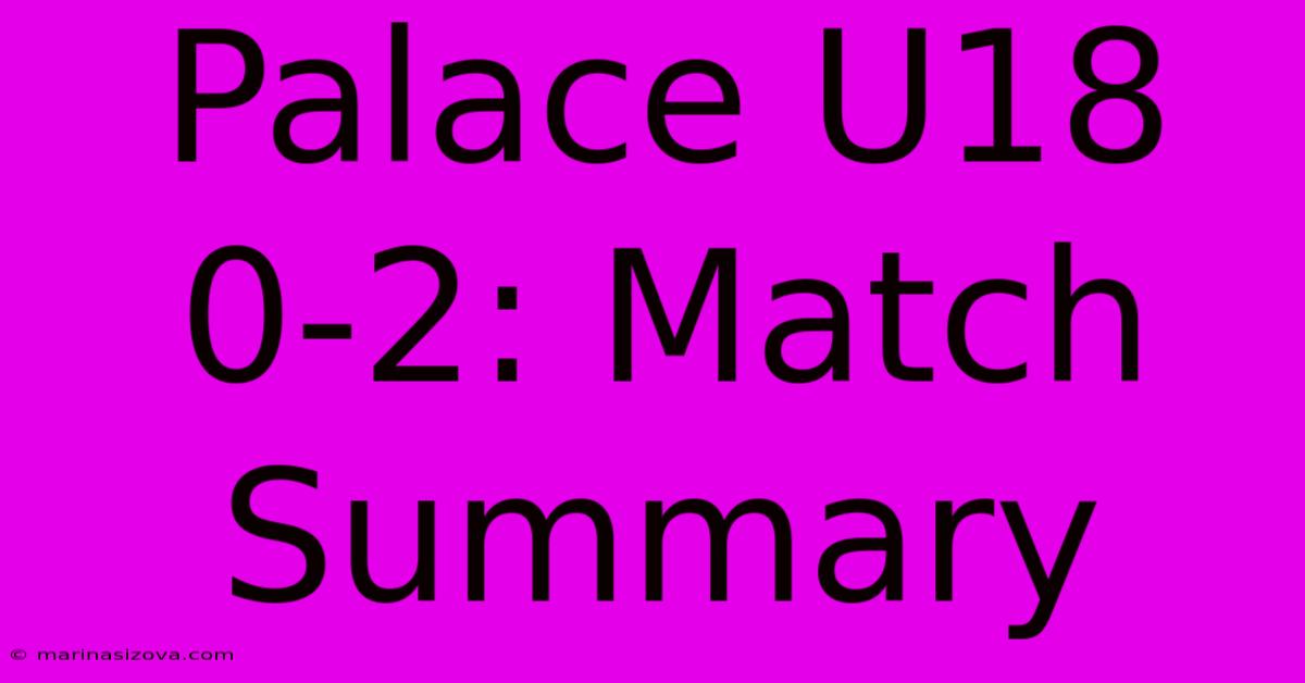 Palace U18 0-2: Match Summary