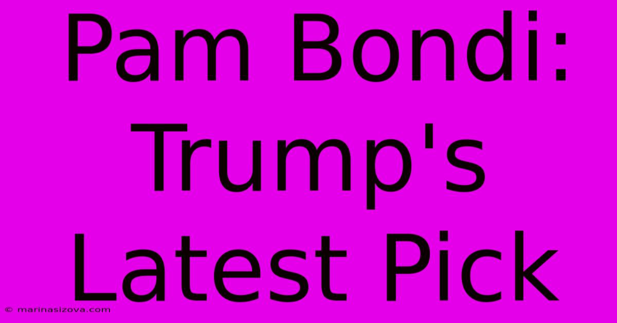 Pam Bondi: Trump's Latest Pick