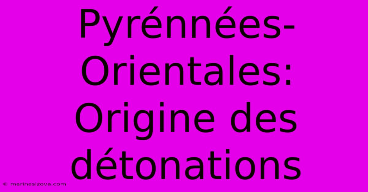 Pyrénnées-Orientales:  Origine Des Détonations