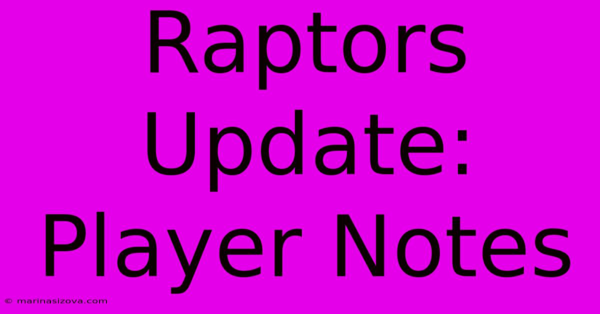 Raptors Update: Player Notes