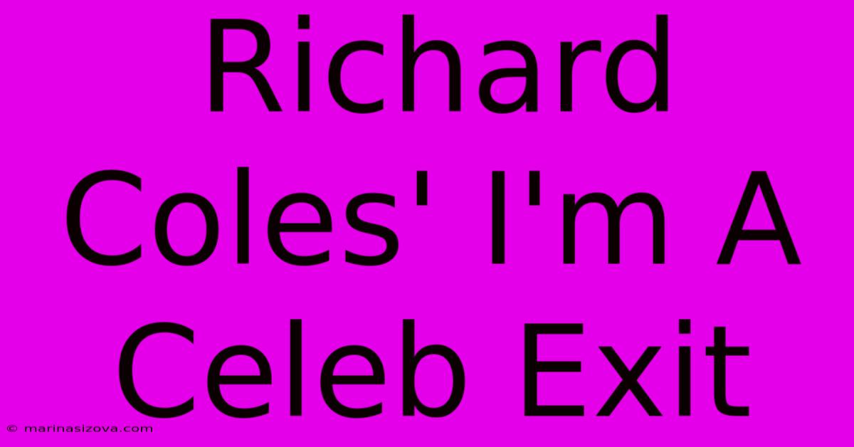 Richard Coles' I'm A Celeb Exit