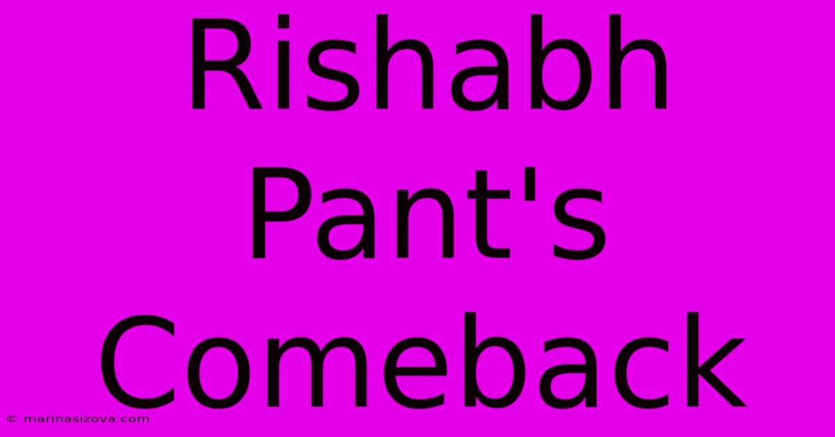 Rishabh Pant's Comeback