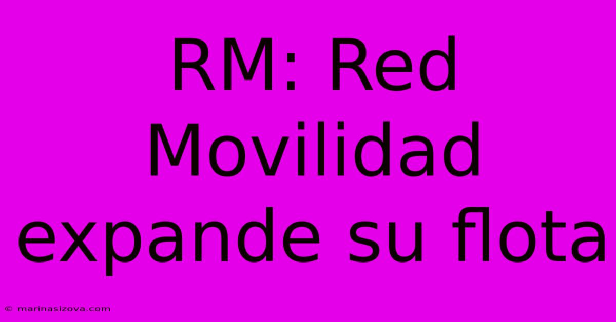 RM: Red Movilidad Expande Su Flota