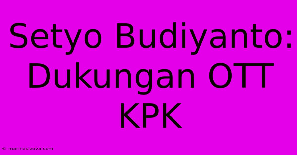 Setyo Budiyanto: Dukungan OTT KPK