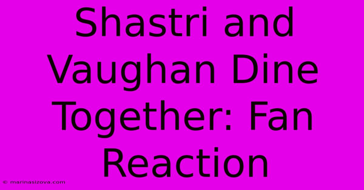 Shastri And Vaughan Dine Together: Fan Reaction