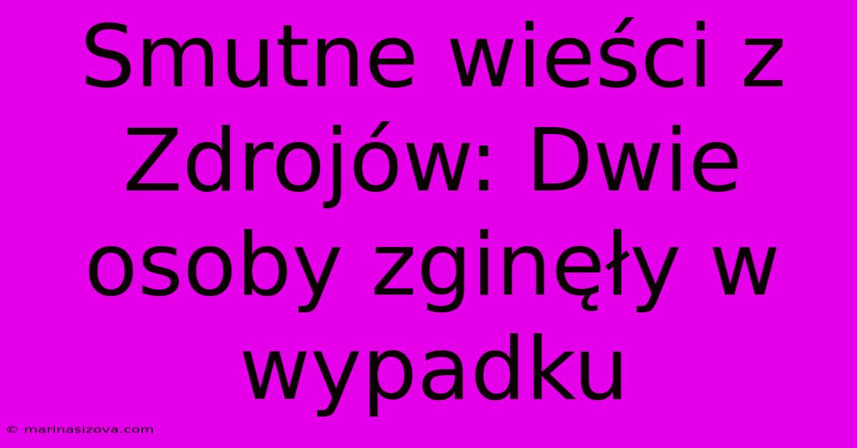 Smutne Wieści Z Zdrojów: Dwie Osoby Zginęły W Wypadku 