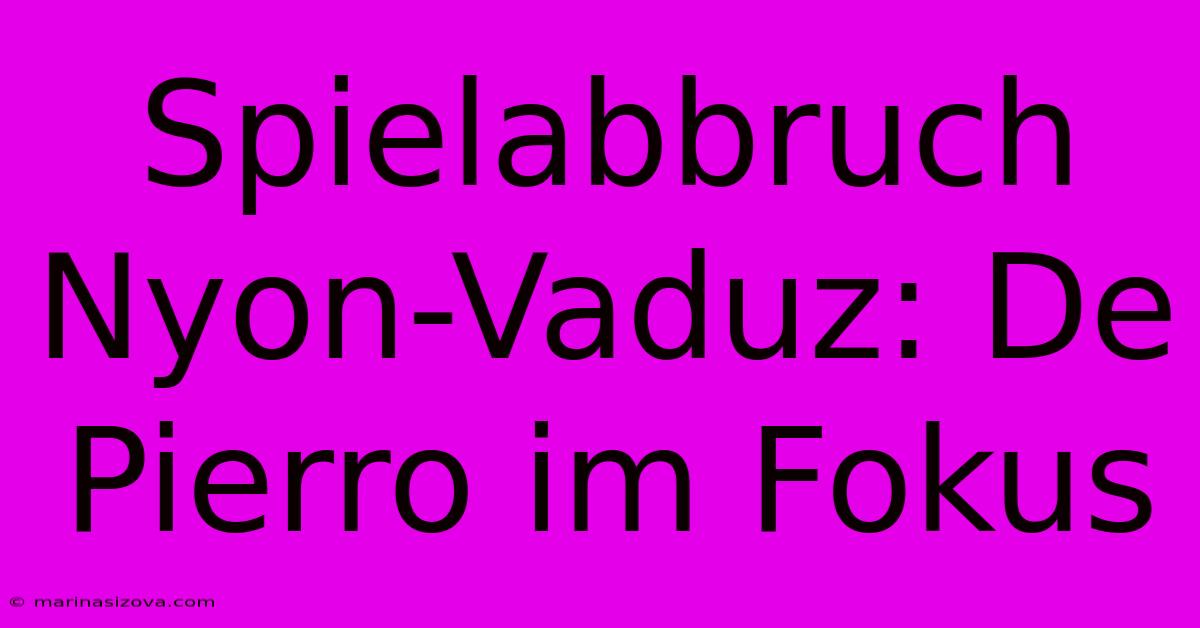 Spielabbruch Nyon-Vaduz: De Pierro Im Fokus