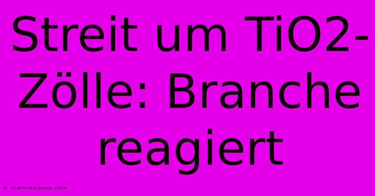 Streit Um TiO2-Zölle: Branche Reagiert