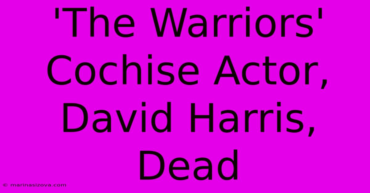 'The Warriors' Cochise Actor, David Harris, Dead 