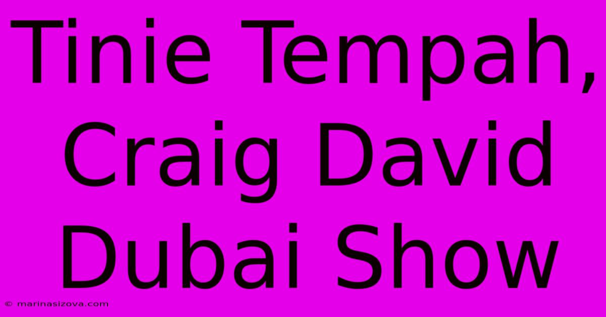 Tinie Tempah, Craig David Dubai Show