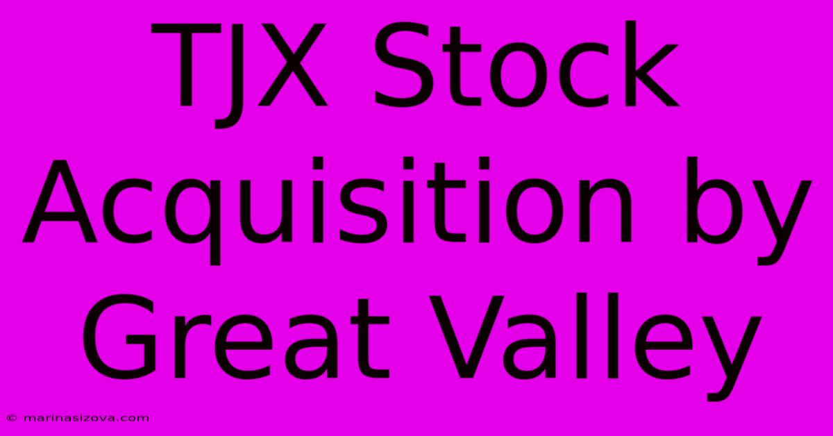 TJX Stock Acquisition By Great Valley