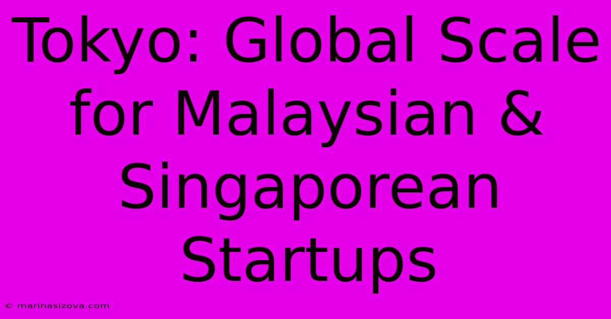 Tokyo: Global Scale For Malaysian & Singaporean Startups