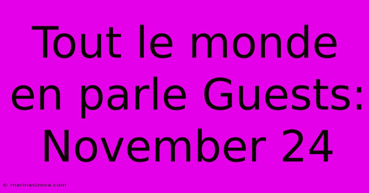 Tout Le Monde En Parle Guests: November 24