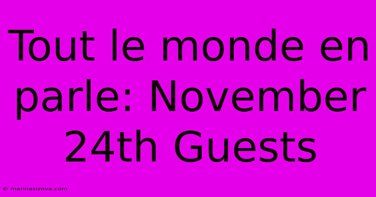 Tout Le Monde En Parle: November 24th Guests