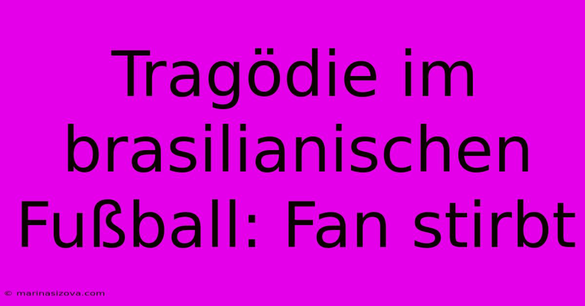 Tragödie Im Brasilianischen Fußball: Fan Stirbt