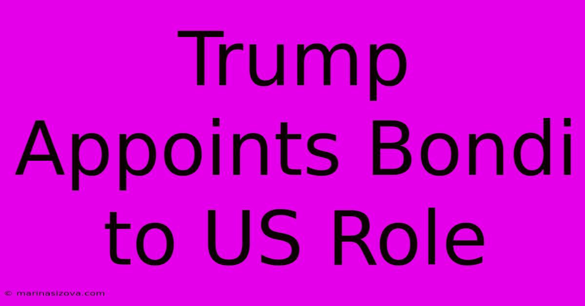 Trump Appoints Bondi To US Role