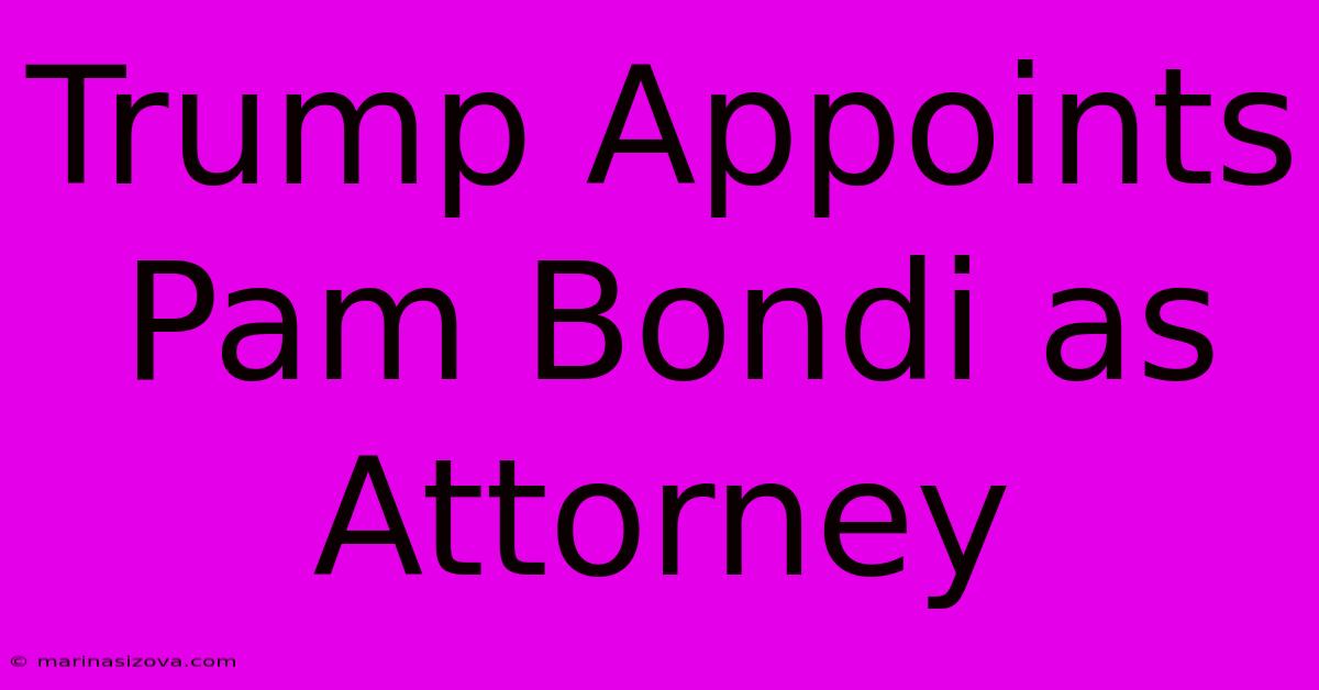 Trump Appoints Pam Bondi As Attorney