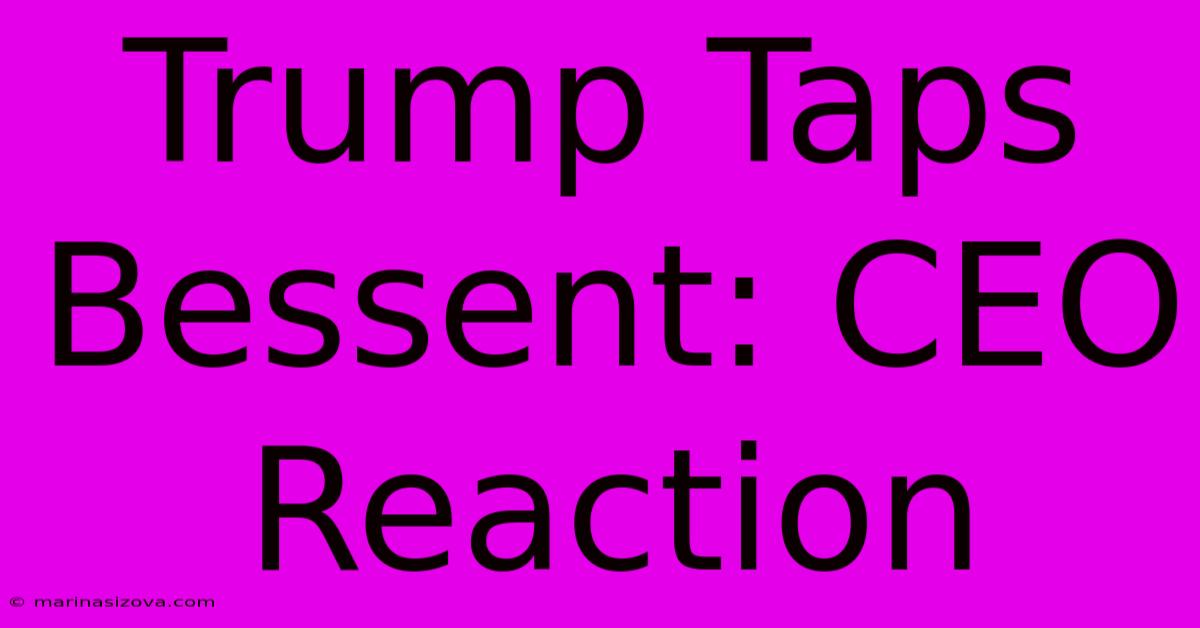 Trump Taps Bessent: CEO Reaction