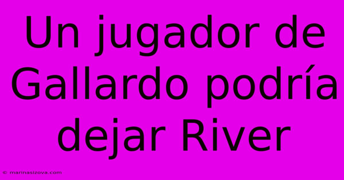 Un Jugador De Gallardo Podría Dejar River