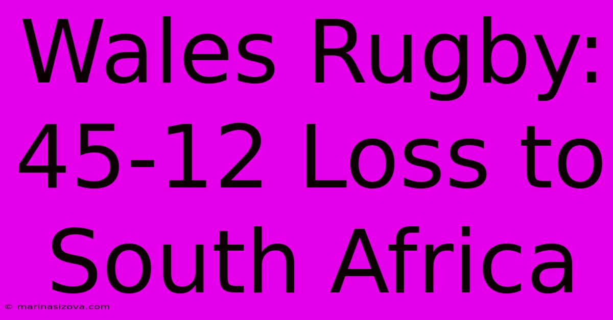 Wales Rugby: 45-12 Loss To South Africa