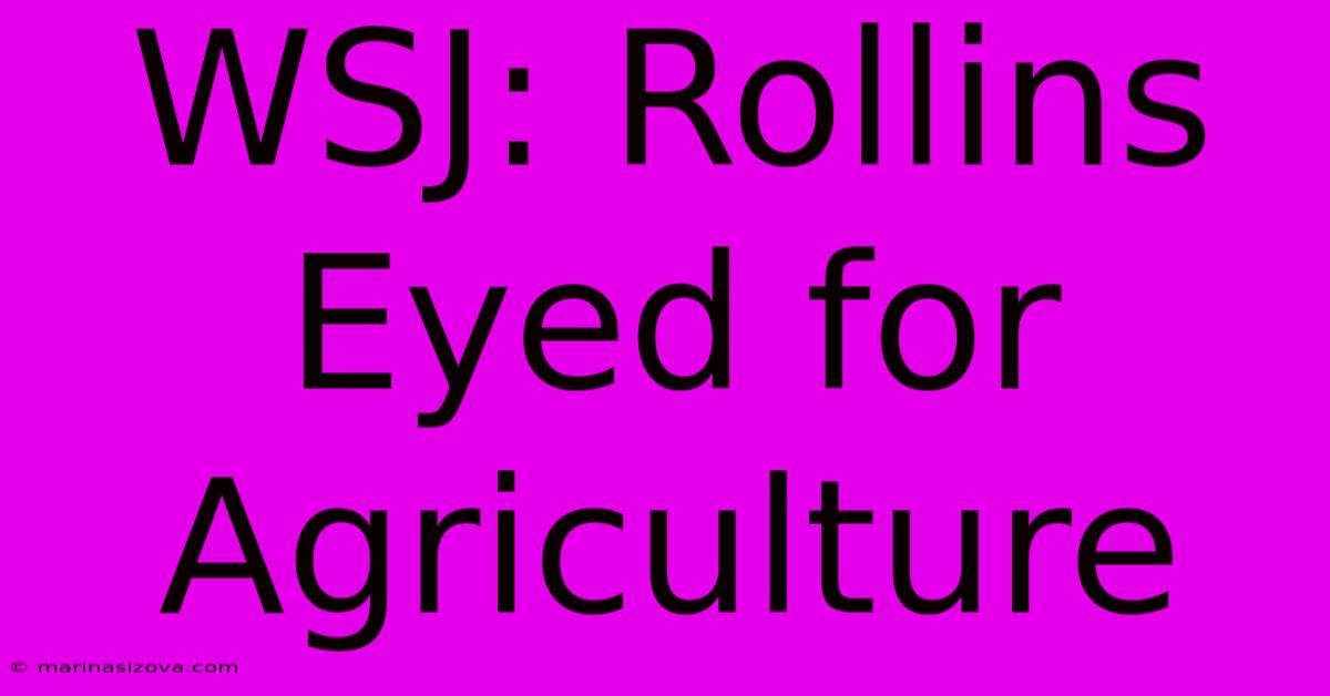 WSJ: Rollins Eyed For Agriculture